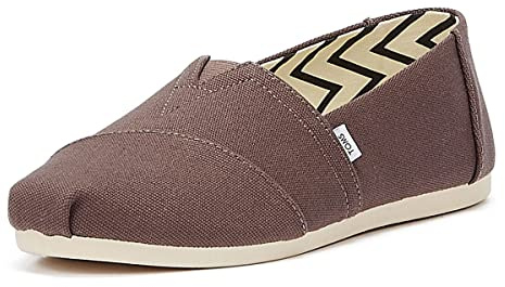 TOMS Women's Alpargata Classic Slip-On Espadrille, Textile Upper, Ash Recycled Cotton Canvas, 8
