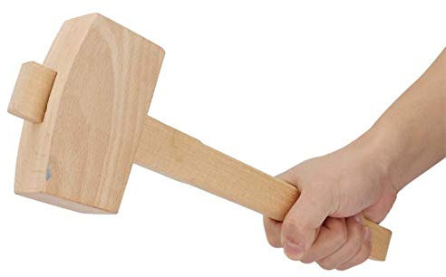 Kadimendium Carpenter Wood Hammer Wood Carving Mallet Beechwood Woodworking Mallet Free Striking Professional Wooden Tapping Tool(L)