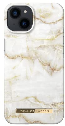 IDEAL OF SWEDEN Bedruckte Handyhülle, niedliches buntes Muster, schützende Abdeckung aus Hartplastik mit Mikrofaserfutter für das iPhone. Kompatibel mit iPhone 13 (Golden Pearl Marble)