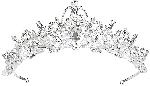 Corona Cabello Joyería, Coronas Para Novias, Novia Corona Diamante De Imitación, Tiara Corona De Cristal, Para Corona Nupcial Proms De Boda Desfiles Princesas Fiesta De Cumpleaños (Silver)