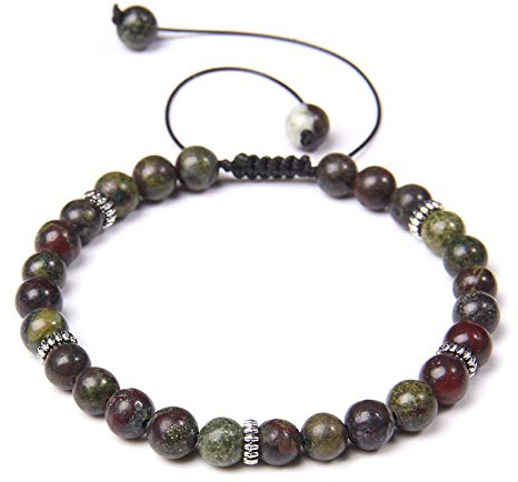 Armband Damen, Kristall-Armband, Chakra-Armbänder, Drache, Blutstein, Naturstein, Geflochten, Yoga-Stein, Perlenarmband, Verstellbar, Freundschaftsarmband, Weihnachtsschmuck, Geschenk Für Frauen,