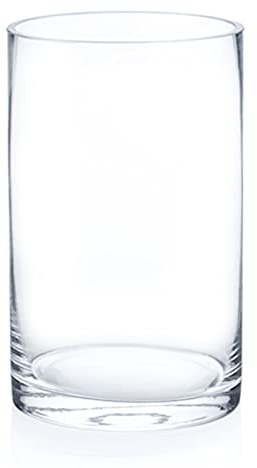 Enova Floral Clear Glass Cylinder Vase 6 x 10 Inches Round Flower Vase, Pillar Candle Floating Candle Holder Vase, Tall Glass Vase for Flowers, Glass Vase for Decor, Wedding Centerpieces (1 Piece)