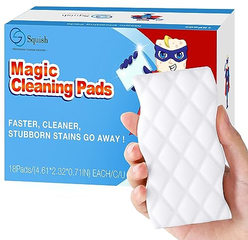 Squish Magic Eraser Sponge, 18 Pack Cleaning Pads for Walls, Oven, Kitchen, and Shoe Cleaner With Melamine Foam, Universal Cleaner