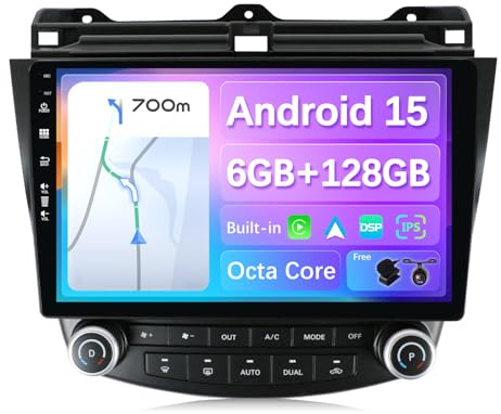 JOYX - [6G+128G] - Android 15 Autoradio pour Honda Accord 7th (2002-2007) - INTEGRE DSP/Carplay/Android Auto - GRATUITES LED Caméra MIC - 2 Din 10.1” - Soutien Dab Volant WLAN BT 360-Caméra Fast-Boot