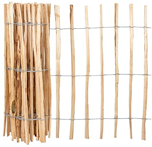 5m VOSS.garden Staketenzaun, Gartenzaun 100cm, Zaun aus Haselnuss Rollzaun Teichzaun