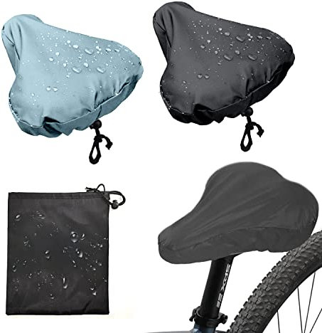 PFLYPF 2 wasserdichte Sitzbezüge für Fahrradsitze, 2 Aufbewahrungstaschen, Sonnenschutz für Sitzsättel, Staubschutz für Kissen (Himmelblau, Schwarz)