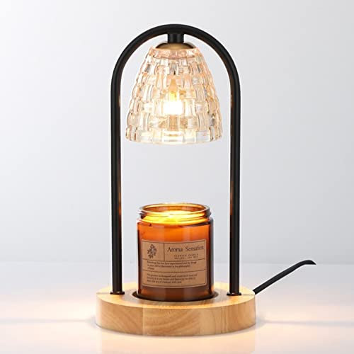 Topchances Lampada elettrica scaldavivande dimmerabile con lampadina, portacandele aromatica, per casa, ufficio, camera da letto, soggiorno, regalo (C nero con temporizzazione)