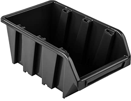 50x Stapelbox 195 x 90 x 120 mm - Stapelboxen Set - Sichtbox Sichtlagerboxen Lagerbox, Schwarz
