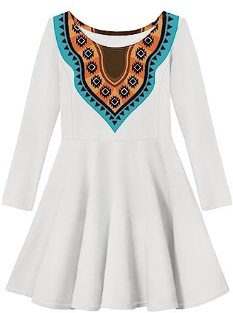 AmzPrint Traditional Holiday Party Costume for Little Kids Vintage Ethnic African Dress for Girls 3T