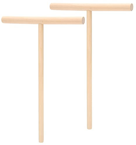 YUMILI 2Pcs T Shaped Wooden Pancake Batter Spreader Crepe Spreader Natural Wooden Spatula for Make Breakfast