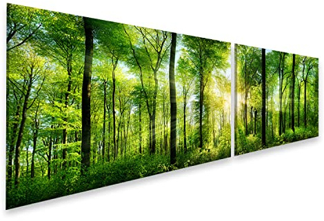islandburner Bild auf Leinwand Malerischer Wald Grüne Laubbäume Bilder Wandbilder Poster