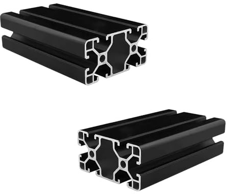 Coavoo AluProfil 4080 Alu Profil 300mm T Typ Schwarz Aluminium Profile 40x80 Europäischer Standard Eloxierte Linearschiene Extrusion 2 Stück, für 3D Drucker und CNC