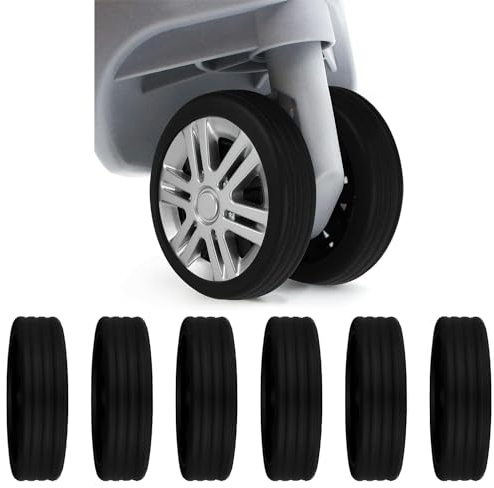 Taiyyi 8 Copriruote Per Bagagli, In Silicone, Per Ridurre il Rumore, Per La Maggior Parte Degli 8 Accessori Per Bagagli (Nero, Viola, Blu, Grigio, Rosa, Colore Arancione), Etichettalia unica (Nero)