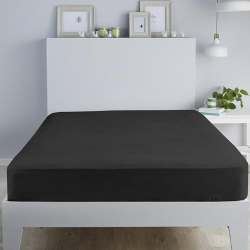 Cotton Comfort Bedding 100% Brushed Cotton Flannelette Fitted Sheet Super King – Warm Deep Fitted Bed Sheet, Luxury Heavyweight Brushed Cotton Bedding for Winter Comfort