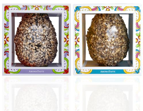 Oeuf de Pâques Artisanal | Chocolat Noir et Chocolat au Lait | Noisettes Tonda de Giffoni | Boîte-Cadeau | 2x300 g