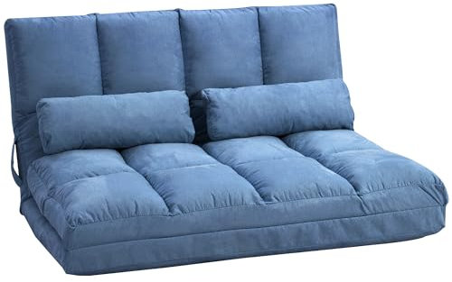 HOMCOM Bodenstuhl Bodensessel mit Liegefunktion Verstellbarer Rückenlehne Sitzkissen Relaxsessel zum Fernsehen, Lesen Meditationsstuhl Lazy Sofa Lesesessel für Meditation Yoga Büro Blau