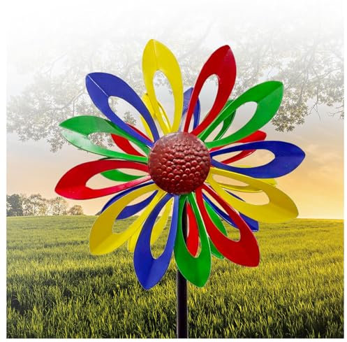 LHCXKJGS Molino De Viento 174CM Girasol Doble Dirección De Movimiento, Rehiletes De Jardín Gran Regalo para Amigos Y Familiares,Colorful