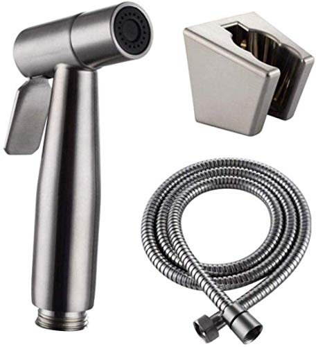 CHULKJFX Toiletten-Schlauchsprüher, Toilettensprüher-Set, persönliches Sanitär-Duschset – Duschwaschdüse aus Edelstahl 304, Wandmontage