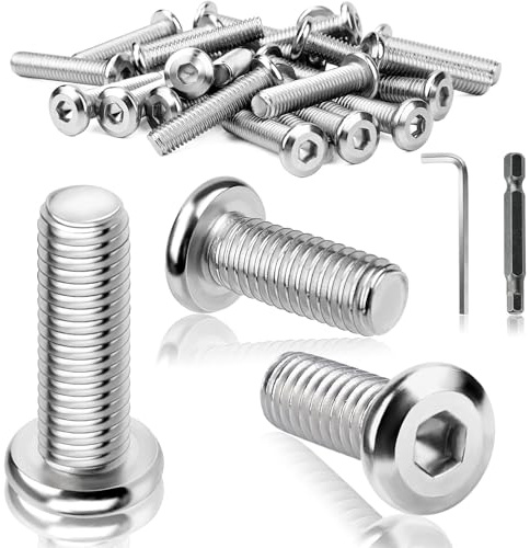 TXXATX Flachkopfschrauben M8x20mm Edelstahl M8 Schrauben 25 Stück | Linsenkopfschrauben Innensechskant, Vollgewinde, mit Schraubenschlüssel & Bit, für Montage, Wartung, Maschinenschrauben