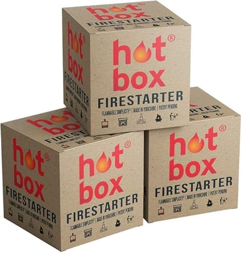 Hot Box Fire Starters – 8 Natural Fire Lighters for Wood Burners, BBQs, Firepits & Open Fires | Odourless, Eco-Friendly, Easy to Light | No Kindling Needed