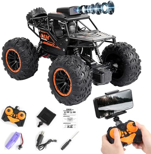 OBEST Fjärrstyrd terrängbil med kamera, 2,4 G höghastighetsladdning, off-road, fjärrstyrt fordon med WiFi, RC leksaksbil, lämplig för barn och vuxna