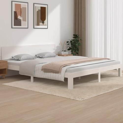 Iiaky Massivholzbett Bettgestell Bed Frame Bett Mit Bettkasten Hausbett Bett Massivholz Weiß 180x200 cm - 810511