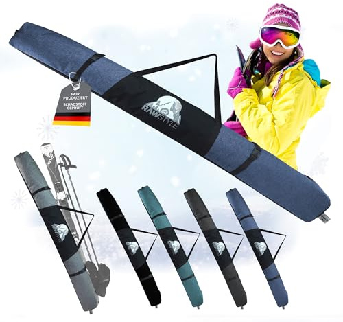 Rawstyle Skitasche für Erwachsene 160cm oder 180cm MOD 3 | Skisack für Ski, Skistöcke, wasserdicht, Skiaufbewahrung, Wintersport