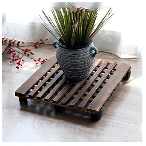 Carrello portavasi, Carrello portavasi-40x40cm-45x45cm, Carrello portavasi da Giardino - Carrello portavasi su Ruote, Carrello portafiori per Uso Interno, portavasi Quadrato Mobile (dimensio
