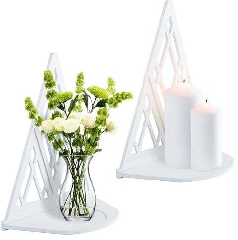 WATUNID Wall Candle Holders Set of 2, Hanging Candle Sconces, Wooden Wall-Mount Wall Sconces, Farmhouse Vase Pillar Candle Tealight Stand, White Wall Decor for Bedroom Living Room Kitchen Bathroom