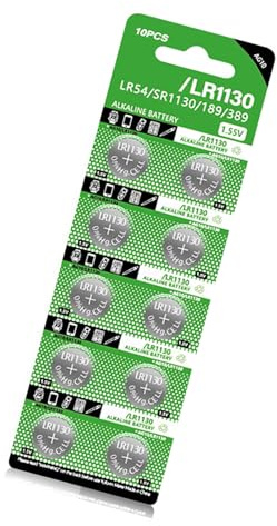 Lot de 10 piles bouton AG10 LR11130 1,5 V alcalines longue durée pour télécommandes et calculatrices