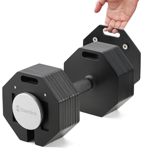 Eisenlink Verstellbare Achteckige Kurzhantel 1 Stück 20kg 36kg | Innovative Ultrakompakte Einstellbare Stahl Hantel mit Anti-Rutsch-Griff Fitness Gym Zuhause