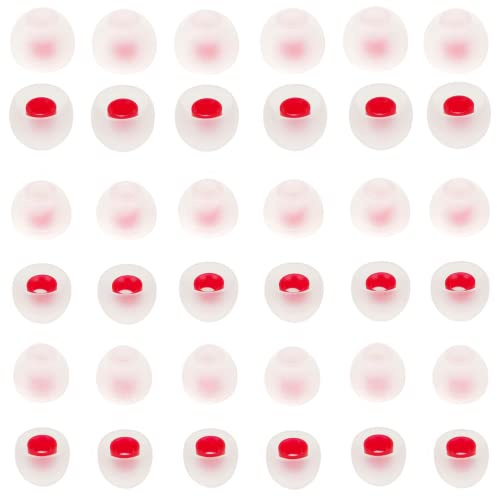 Gommini Per Auricolari, 36 Pezzi Gommini Cuffie Bluetooth Morbidi e Comodi, Compatibili Con La Maggior Parte Degli Auricolari In-Ear, Foro Interno 4,5 mm-6 mm (Nero-Rosso) (Bianco-Rosso)
