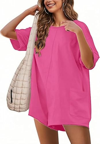 Sukiglam Jumpsuit Donna Elegante Manica Corta Allentata Tutina Reversibile Tuta Intera Casual Salopette Estiva Corta Spiaggia Jumpsuits con Tasche Vacanza Outfits