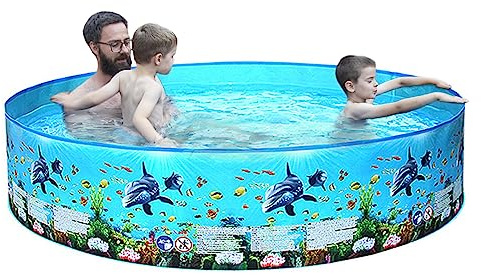Piscine pliable portable en plastique dur pour bébés, enfants et adultes – Pas de gonflage nécessaire, piscine ronde familiale, vacances, multiple