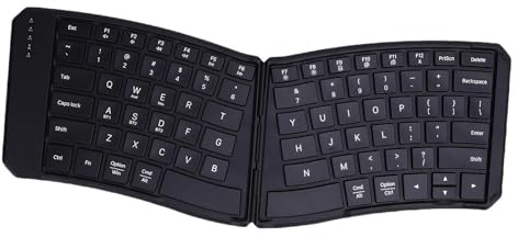 Annadue Teclado Plegable Ergonómico, V -V Split Split Wireless Wireless Teclado Plegable con Conexión Tri Dispositivo, Carga USB C para Tableta, Computadora Portátil, PC