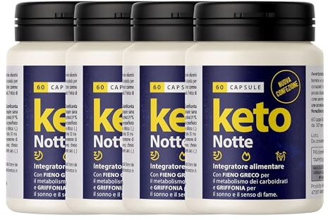 Keto Notte Integratore Chetogenico 240 Compresse – Brucia Grassi Potenti Veloci, Dimagrante e Drenante – Griffonia, Fieno Greco, Mate, Carruba – Naturale