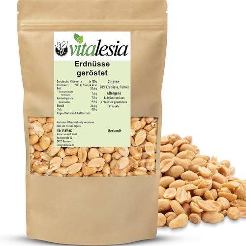 Vitalesia Erdnüsse geröstet 1kg ungesalzen aus Argentinien ohen Haut