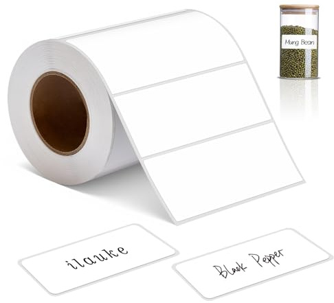 ilauke Sticky Labels, 500PCS 89mm x 36mm Large White Address Labels Stickers Roll Self-Adhesive Label Sticker Paper for Jars Printer Parcels Moving Filing Storage Food Container Label