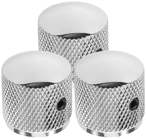 Zerodeko 3 Stück Metall Gitarren Potiknöpfe Lautstärkeregler Tonregler Ersatzknöpfe Gitarre und Bass Schraubbefestigung Robust Langlebig