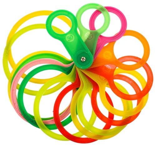 Abaodam Calibre de Diámetro para Frutas 17 Piezas Mezcla de Colores para Granja y Frutería, Herramienta de Medición de Plástico para Manzanas, Naranjas y Cítricos, Círculo Color Aleatorio