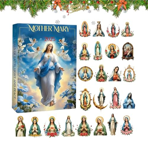 L 2025 kalender | 2D akryl juldekorationer 2025 - set D dekorativa ornament jungfru Maria | för fester födelsedag troende samlare träd trädgård