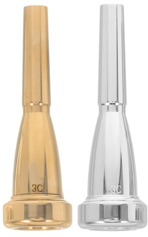 Alipis Bocchino per Tromba in Metallo 2 Pezzi Oro e Argento Accessorio di Ricambio Compatibile per Trombe Kit di Parti per Strumenti Musicali per Principianti e Uso Professionale
