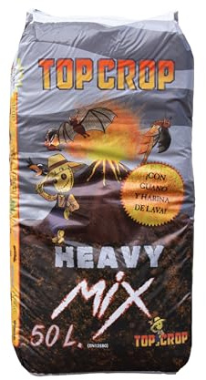 Top Crop Heavy Mix Sustrato Premium con Nutrientes | Fibra de Coco, Turba y Guano | Máxima Retención de Humedad y Drenaje | Crecimiento Vegetativo Óptimo
