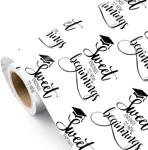 RUSPEPA Geschenkpapier Mit Abschlussmotiv – Minirolle – 43,2 Cm X 5 M – Süße Grüße Zum Abschlussjahrgang 2026, Geschenk Für Schüler Und Studenten