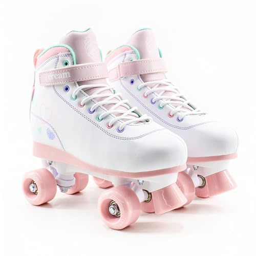 CREAM Scoop Kids Adjustable Quad Roller Skates 4-Size Grow-With-You Youth Rollerskates for Beginners, Stable 4-Wheel Boys & Girls