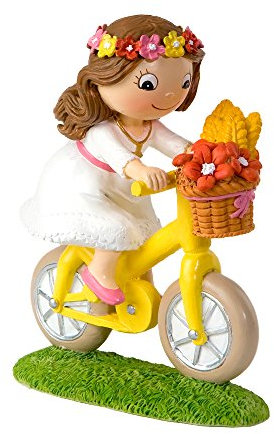 Mopec Figura de Pastel de Niña en Bicicleta, Poliresina, Blanco, 4.5x11x13,5 cm