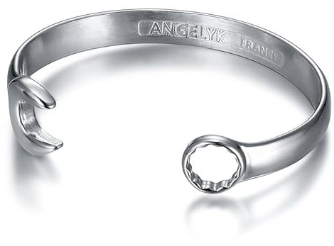 BOBIJOO Jewelry - Bracelet clé Plate Homme Femme Acier Inoxydable 316l Argent Biker Mécanicien 3 Tailles
