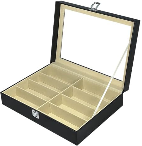 MR Maestro Relojero - Vitrina para Gafas | Organizador de Joyas | Bandeja y Soporte para 8 Gafas de Sol | Estuche de Almacenamiento para Colecciones y Accesorios | Muy Resistente