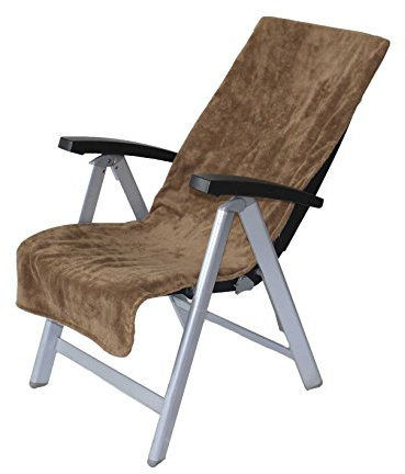 Floringo 2er Pack Schonbezug für Gartenstuhl Campingstuhl Twin-Star 60x130 95° waschbar (walnuss)
