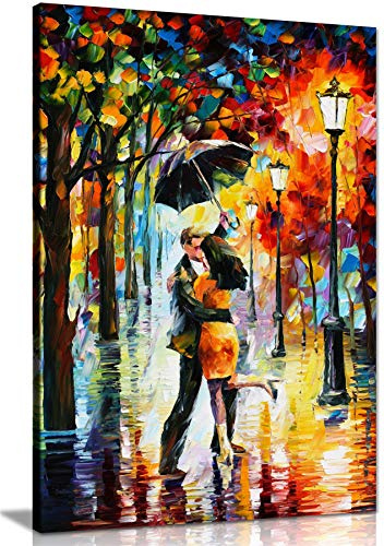 Leonid Afremov Ölgemälde auf Leinwand, abstrakt, für Wohnzimmer, Heimdekoration, Dance Under the Rain, 61x41 cm (24x16in)